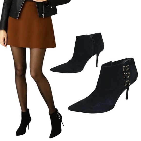 Roger Vivier - Women’s Suede Pointed Toe Bootie - Black, Size 36.5 IT, 6.5 US - Picture 1 of 16